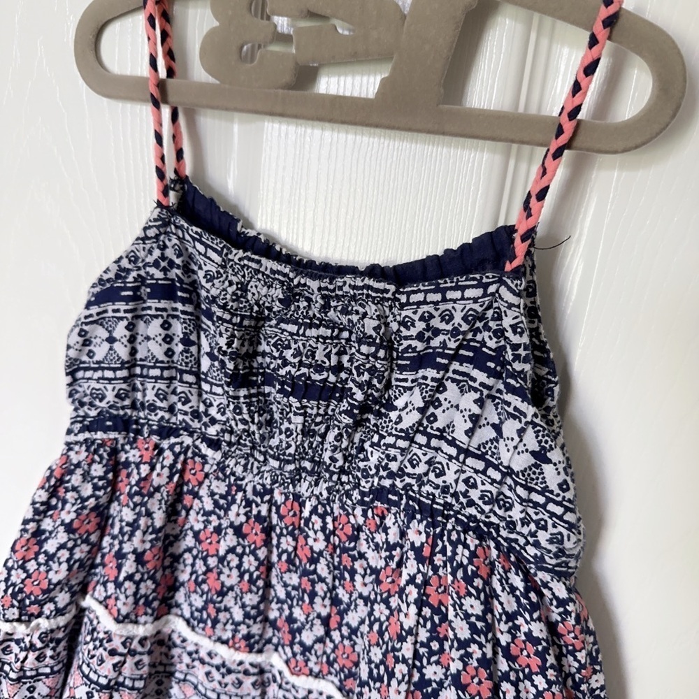 Navy and Pink Patterned Kids Dress - Picture 5 of 9